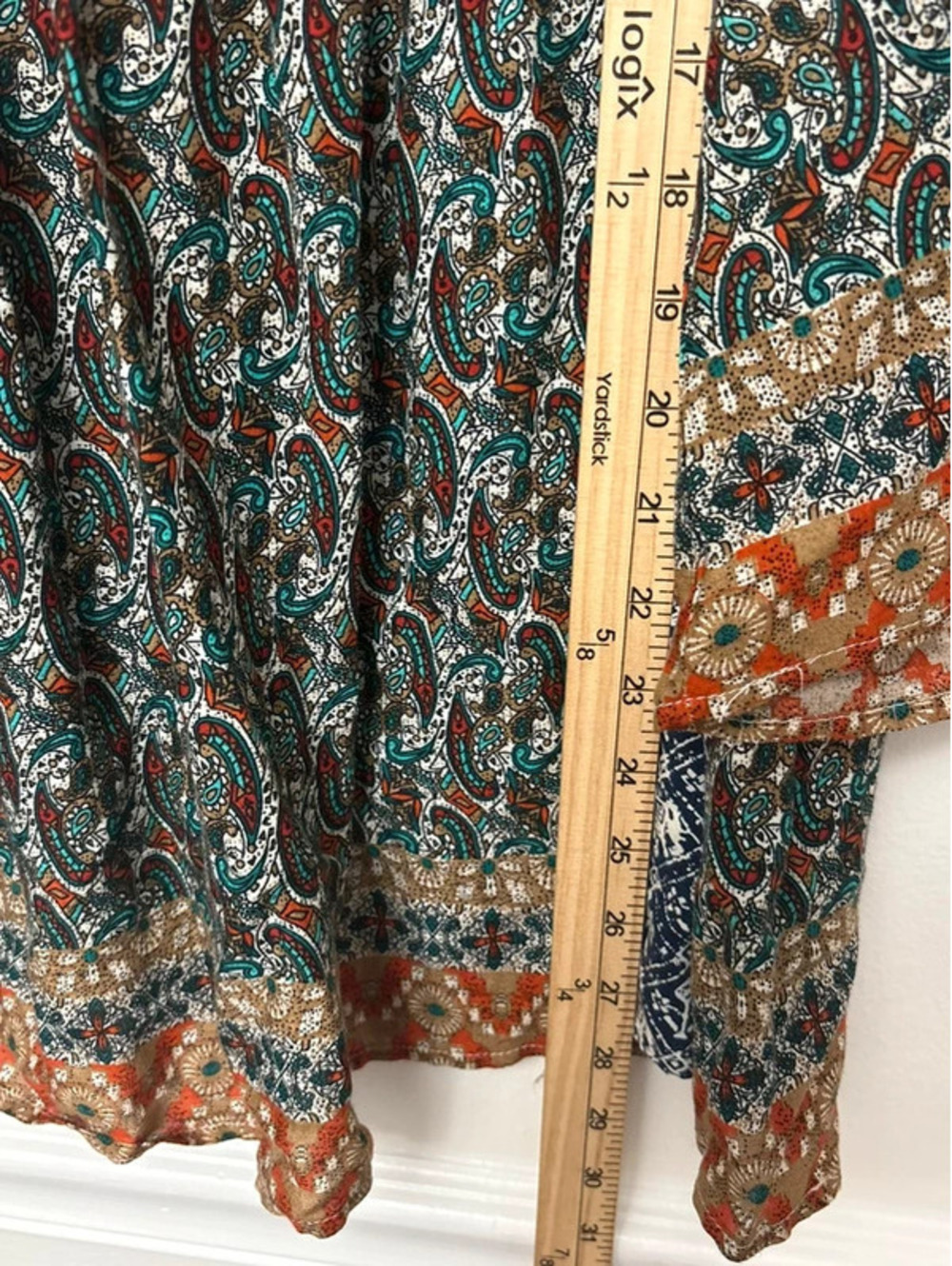 Flying Tomato Boho Mixed Print Smocked Tunic Top Size Small - Picture 6 of 6